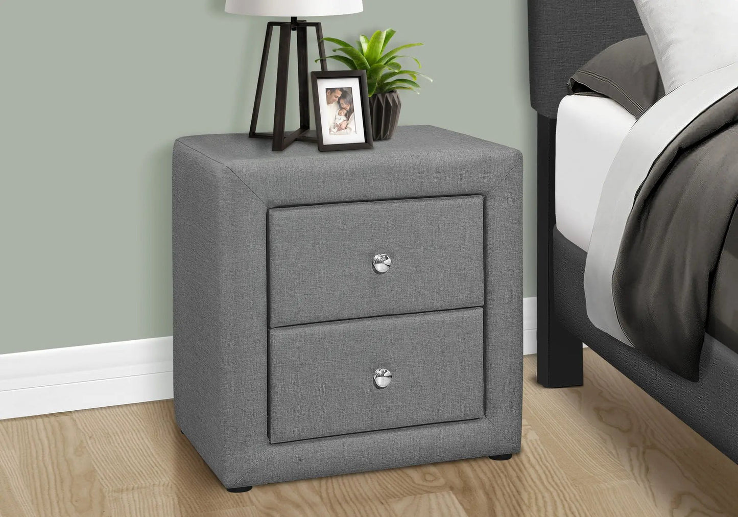 Nightstand With Upholstered Drawer For Bedroom