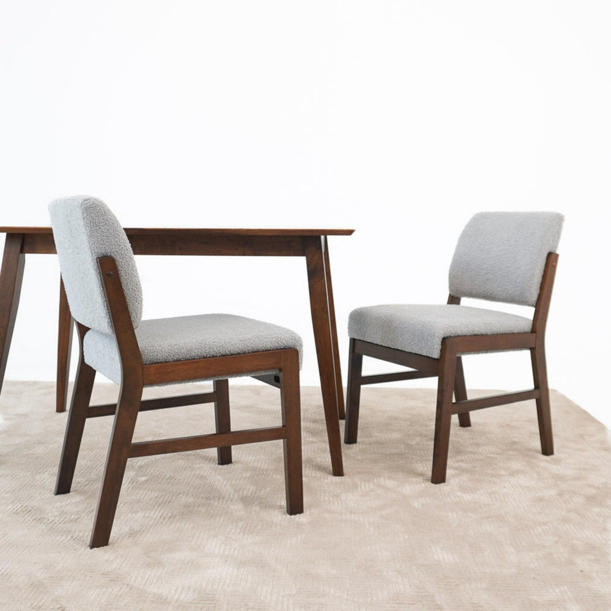 Light gray dining chairs set of 2 with lumbar support and dark wood legs on Tampa Home & Garden Store