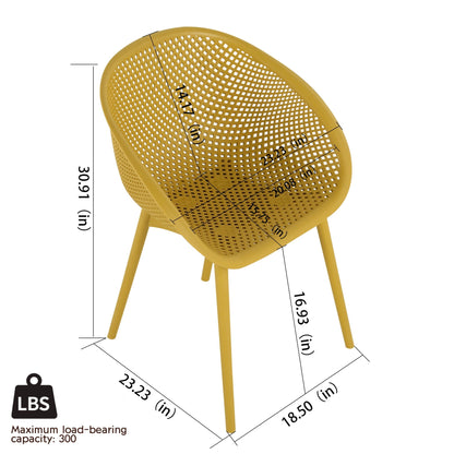 2-Pack Lounge Chair Set & Folding Square Table by HouseOfZazla, yellow perforated outdoor chairs on Tampa Home & Garden Store