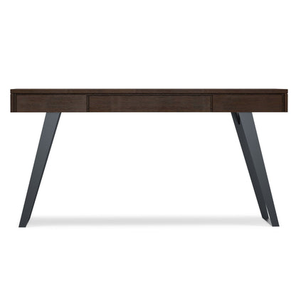 Handcrafted Acacia Desk and Drawer Storage writing desk with dark wood finish angled legs on Tampa Home & Garden Store