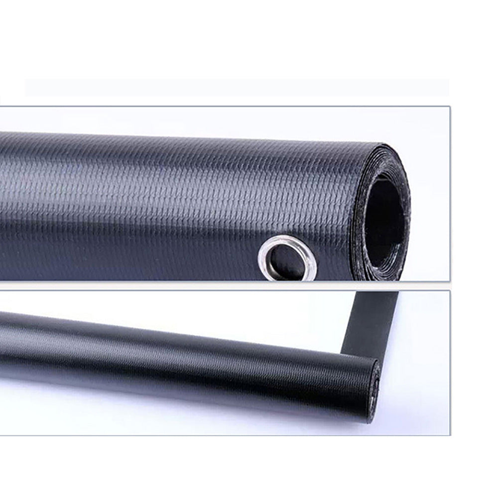 Projector HD screen roll in black textured fabric with metal eyelet, My Store brand on Tampa Home & Garden Store