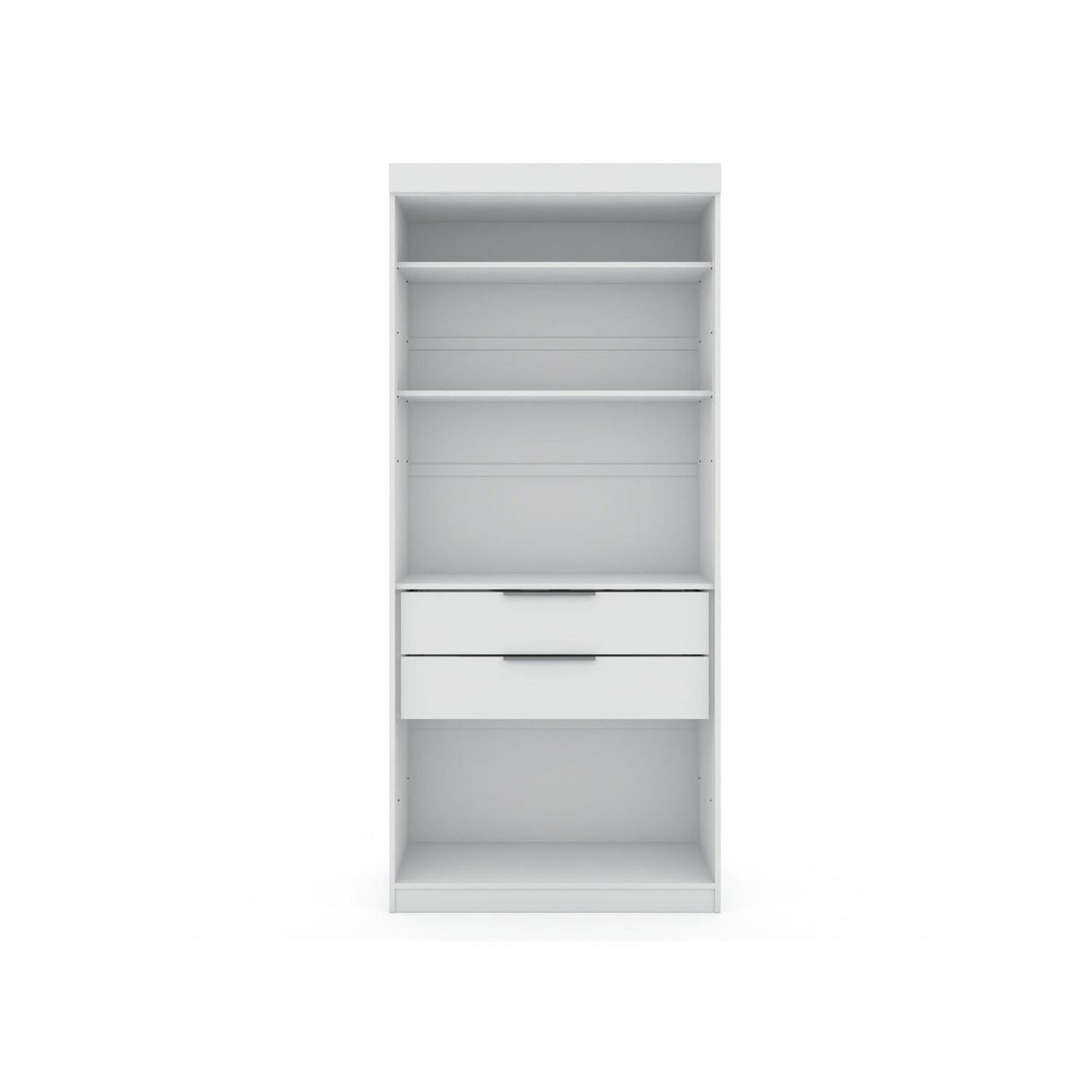Mulberry Wardrobe Closet with adjustable shelving, white finish and two drawers on Tampa Home & Garden Store