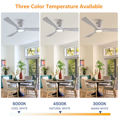 52in solid wood ceiling fan with light kit by HouseOfZazla, color temps 6000K/4500K/3000K on Tampa Home & Garden Store
