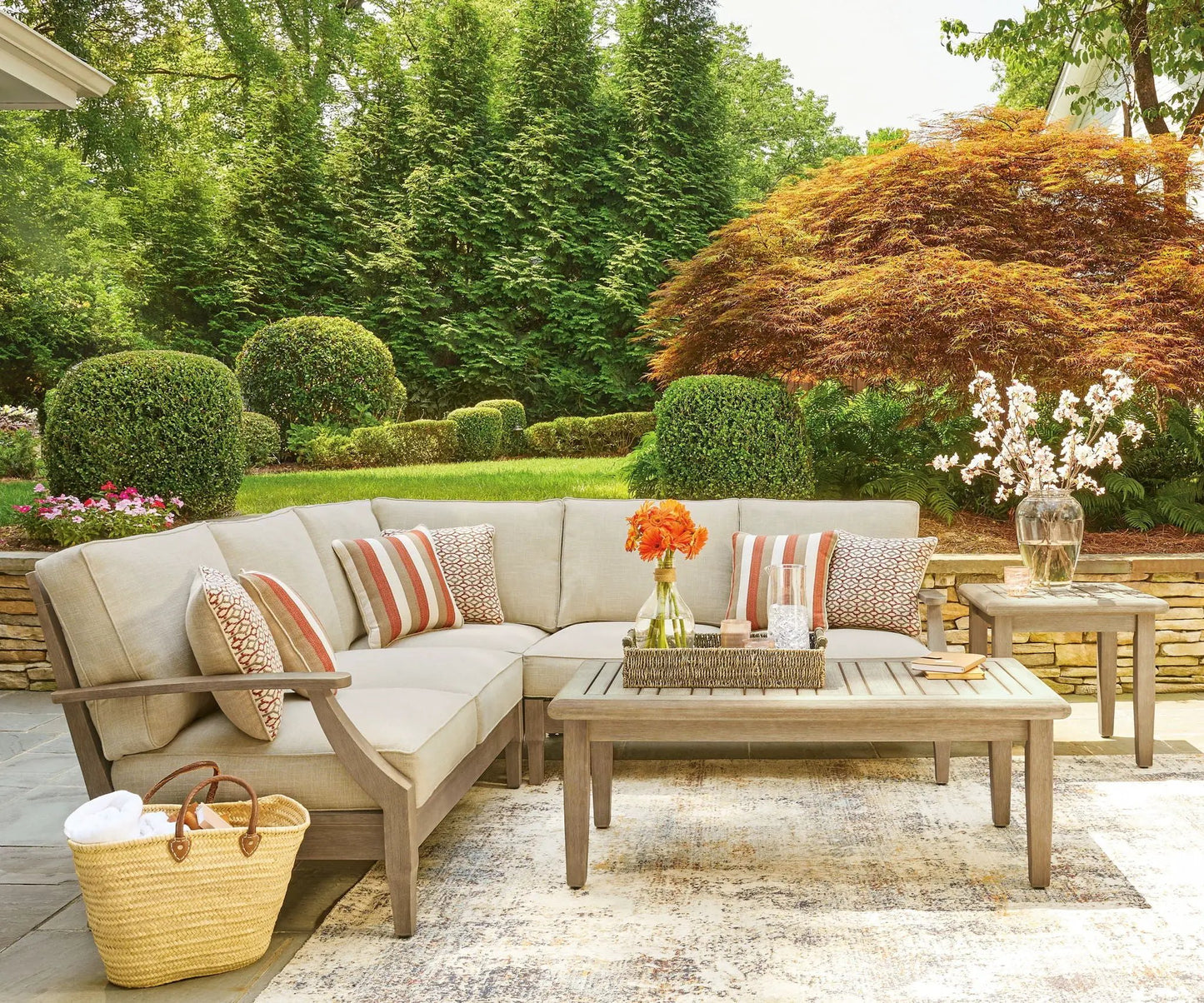 Clare View Outdoor Sectional with Eucalyptus Frame