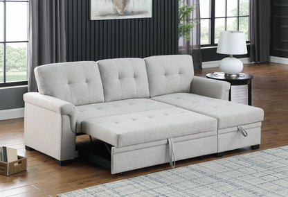 Lucca reversible sleeper sectional sofa with storage chaise in light gray fabric by Unique Piece on Tampa Home & Garden Store