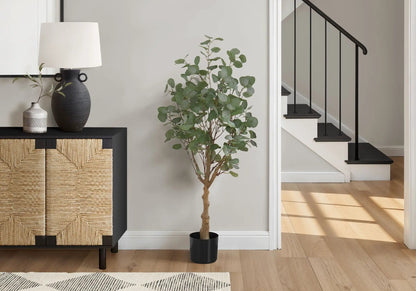 Artificial eucalyptus tree in a black pot, 46in tall, indoor decorative greenery on Tampa Home & Garden Store