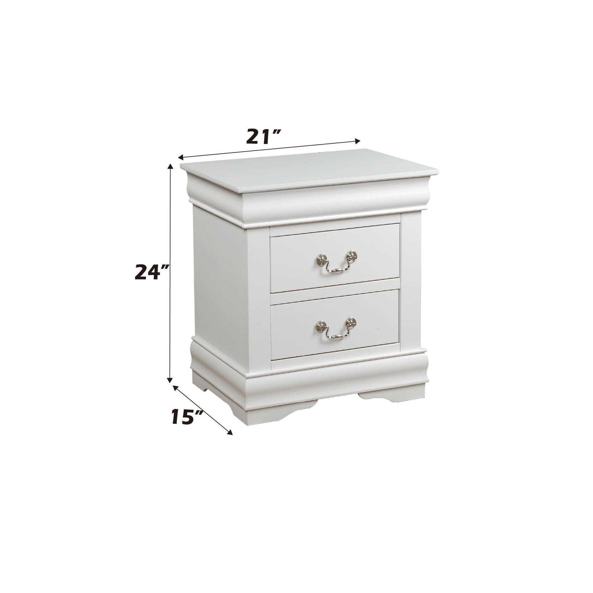 Louis Philippe Accent Nightstand white finish with 3 drawers and silver pulls HouseOfZazla on Tampa Home & Garden Store