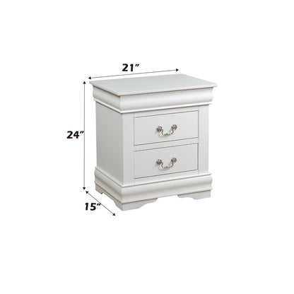 Louis Philippe Accent Nightstand white finish with 3 drawers and silver pulls HouseOfZazla on Tampa Home & Garden Store