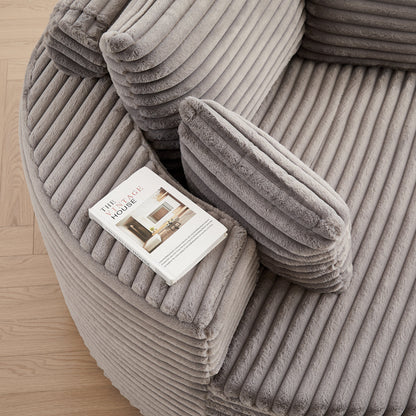 55' Corduroy Sponge Single Sofa with gray plush ribbed upholstery HouseOfZazla on Tampa Home & Garden Store