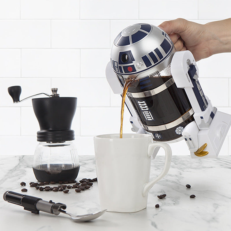 Star Wars R2D2 Robot Mini Home Hand-Poured Coffee Maker Coffee Pot Thermos Pot Mocha French Press Pot - Tampa Home & Garden Store