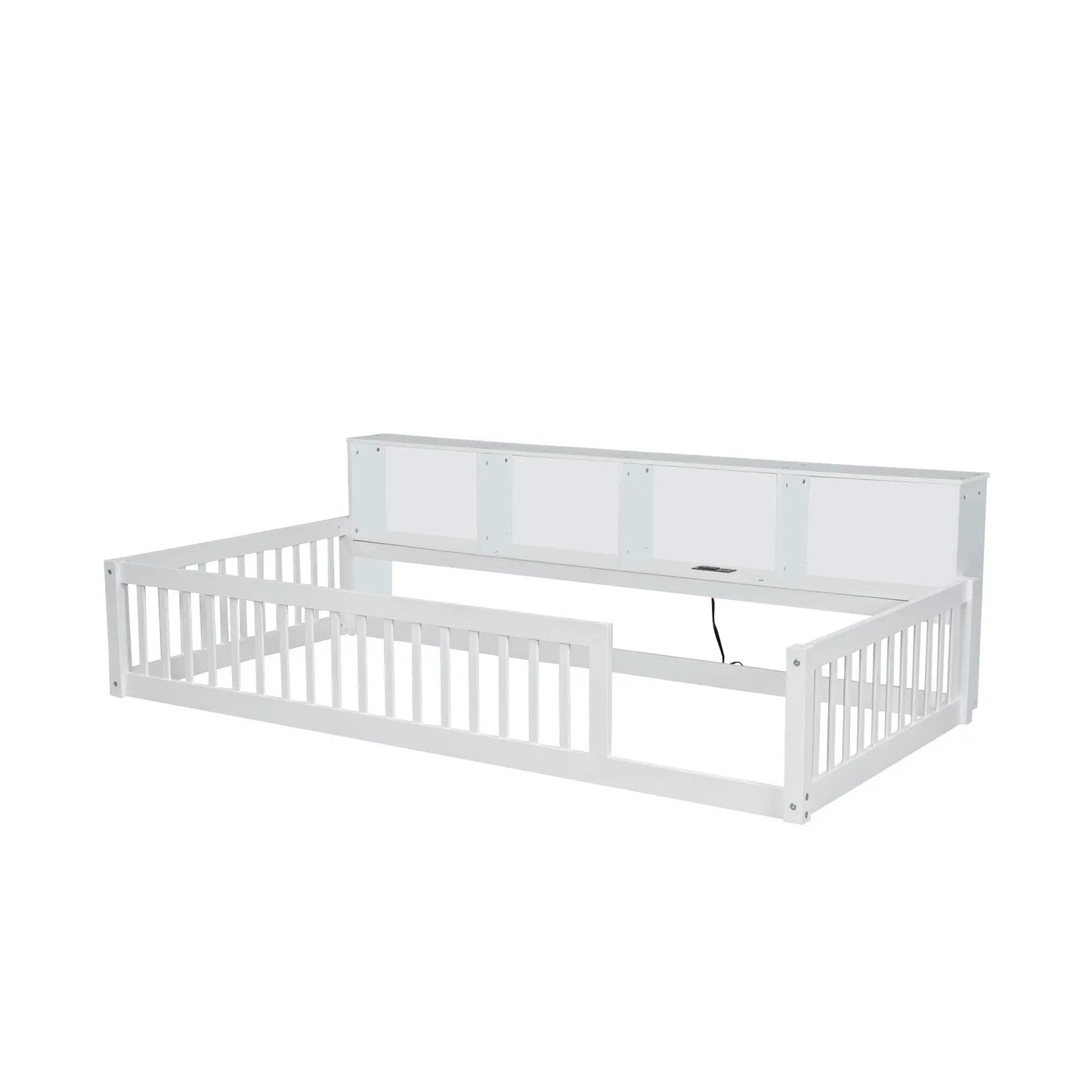 Floor Bed With Storage Cabinets and USB Ports