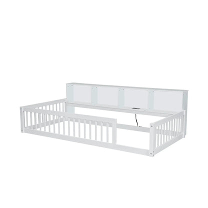 Floor Bed With Storage Cabinets and USB Ports