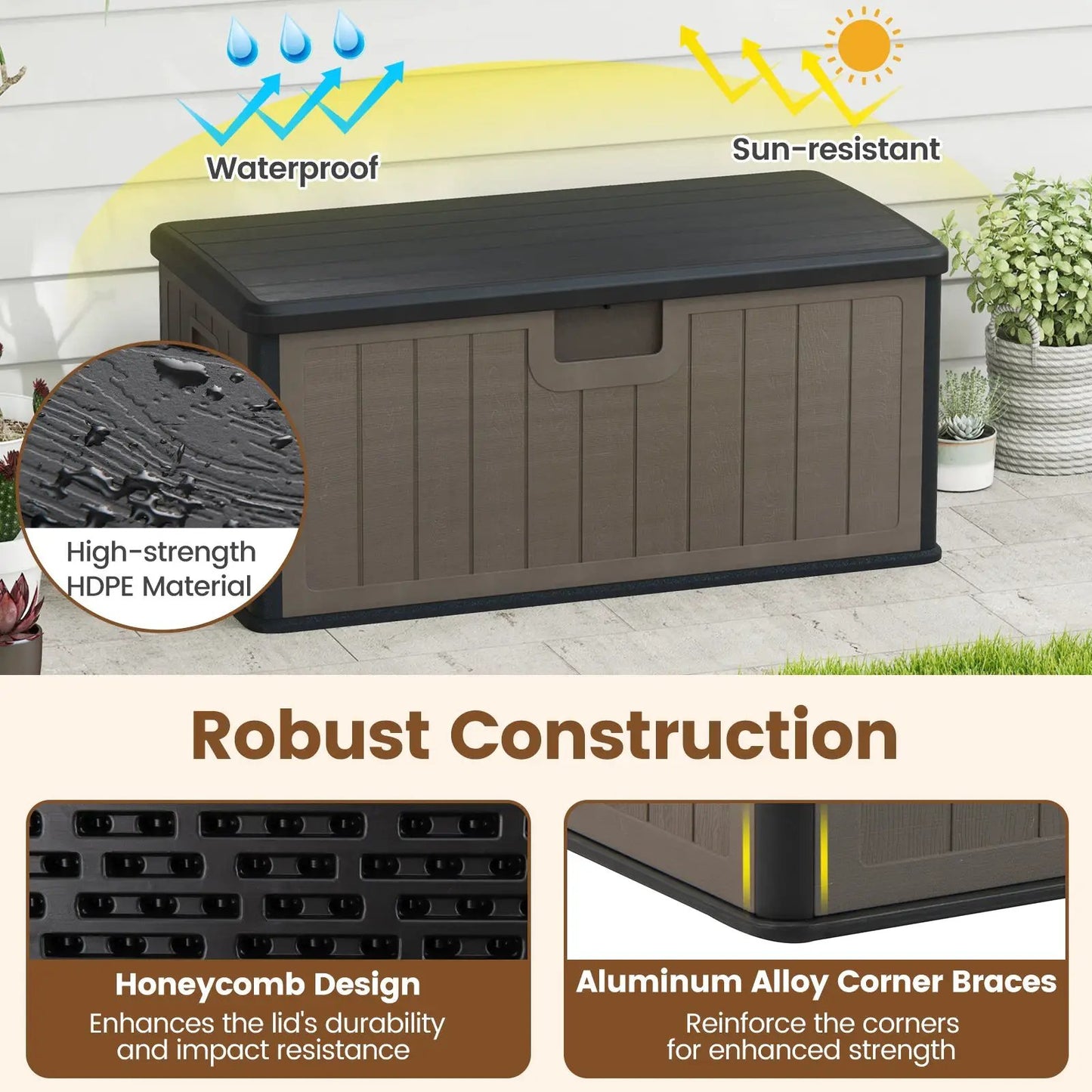 100 Gallon Large Deck Box With Lockable Lid