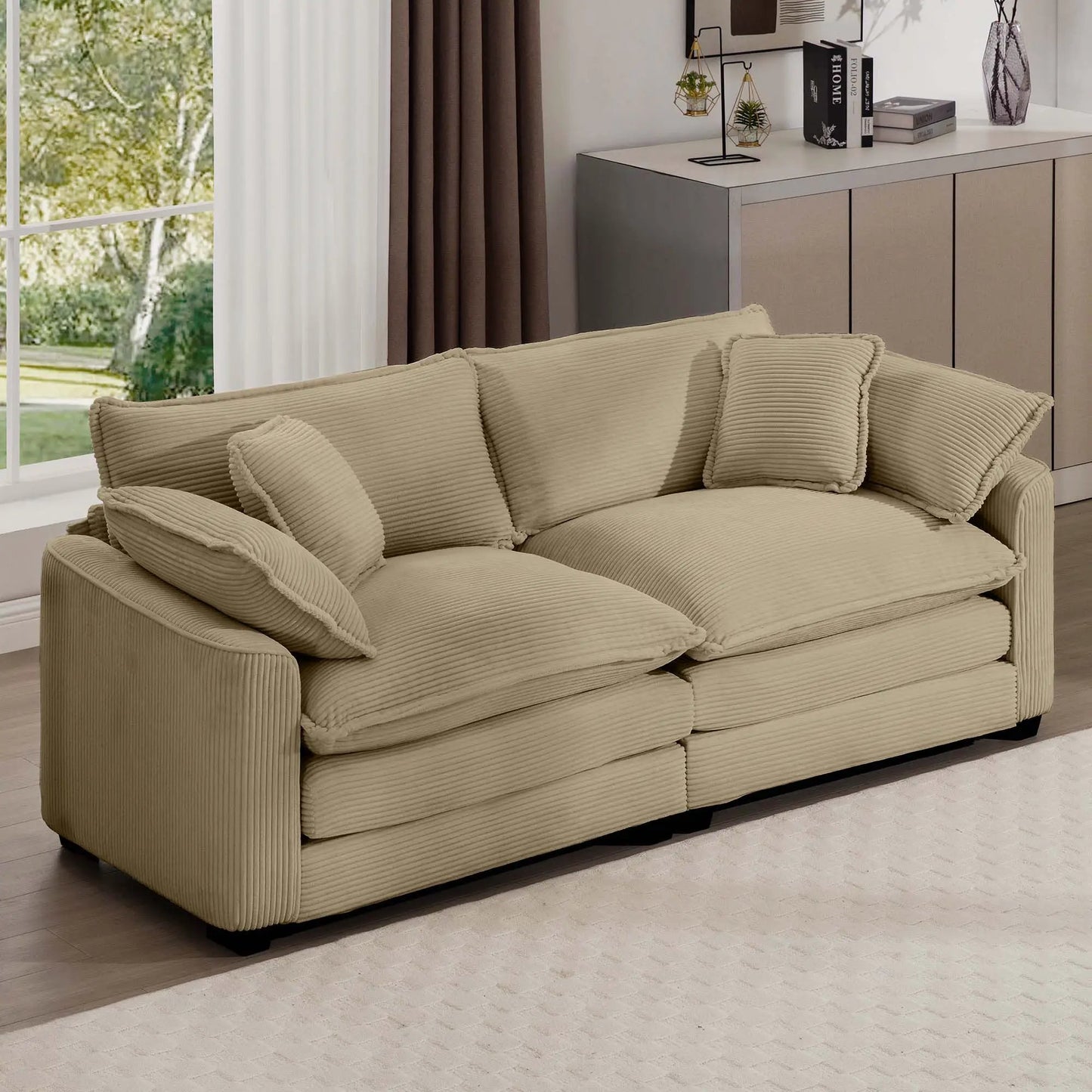 Modern 2 Seater Loveseat with 4 Pillows Elegance