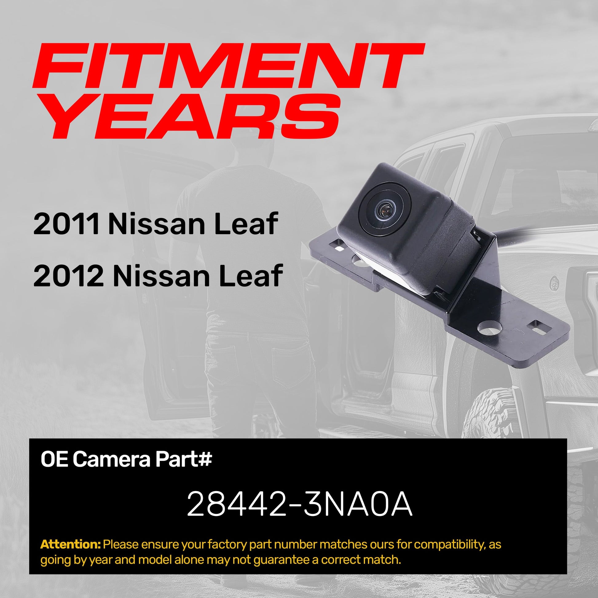 Master Tailgaters Nissan Leaf OEM backup camera 2011-2012, OE part 28442-3NA0A on Tampa Home & Garden Store