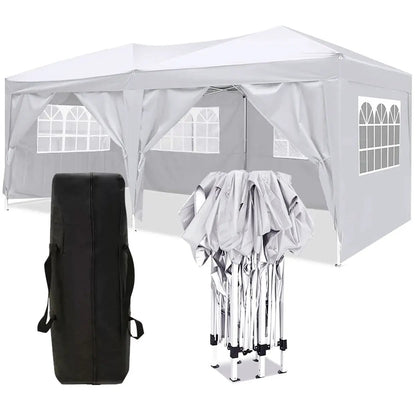Unique Piece Furniture Ez Pop Up Canopy 10x20 tent with 6 sides carry bag and 4 weight bags on Tampa Home & Garden Store