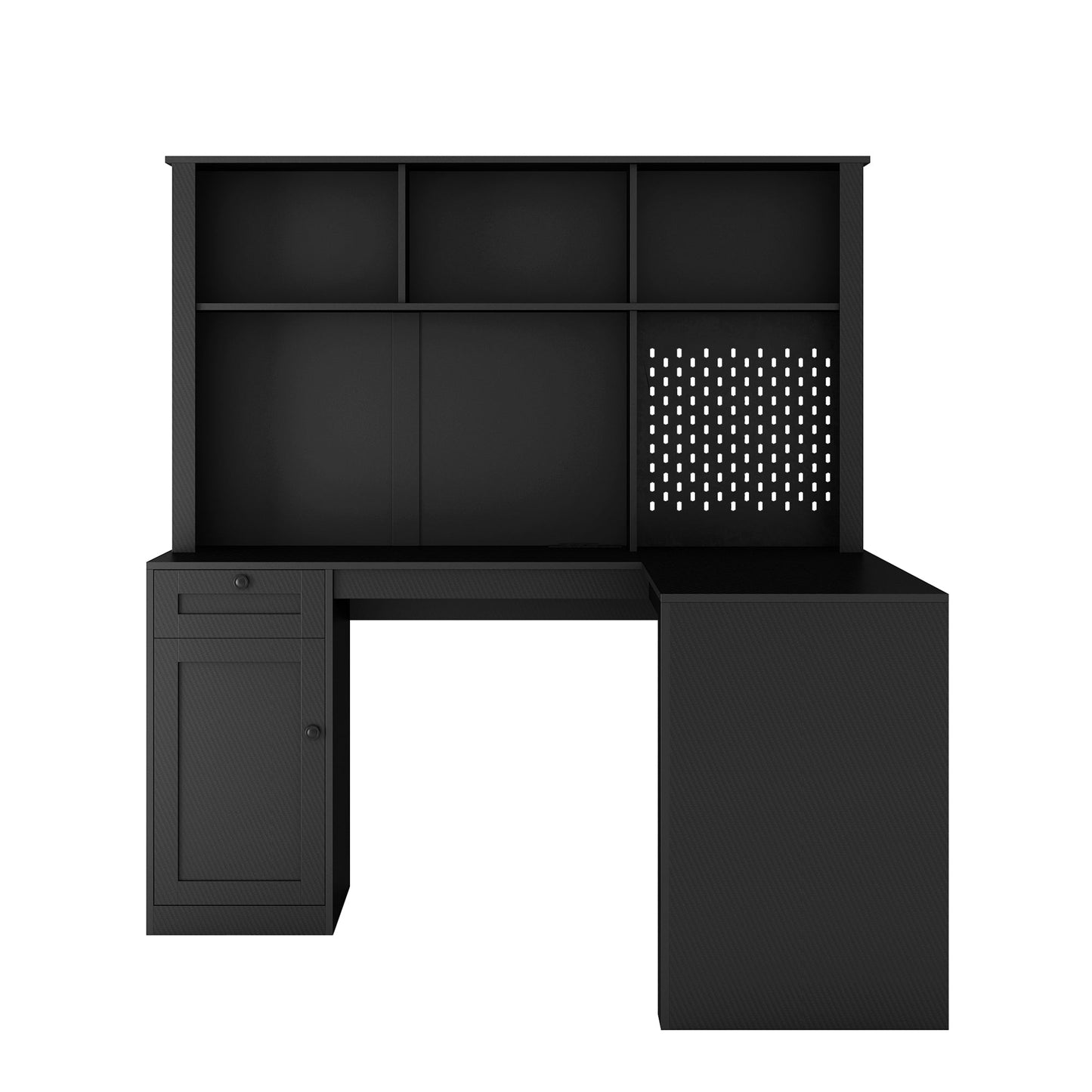 Writing desk with drawer bookshelf and charger, modern L-shaped desk with storage space, corner gaming computer desk - Tampa Home & Garden Store
