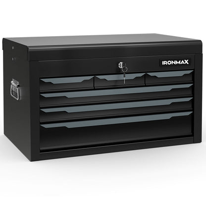 24 Inch Tool Chest Case with 6 Drawers and Top Storage for Garage Repair Shop & Warehouse-Red