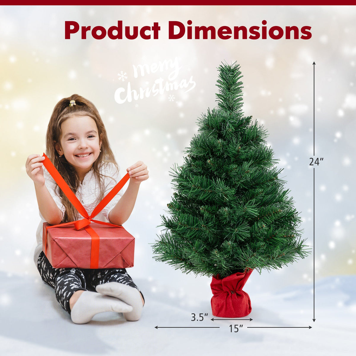 24 Inch Mini Pre-Lit Christmas Tree DirectDeals tabletop artificial fir Xmas tree on Tampa Home & Garden Store