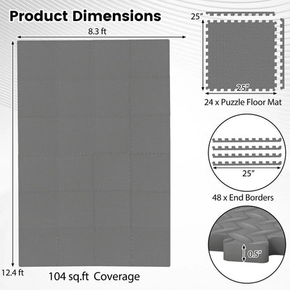24Tiles Half Inch Puzzle Exercise Floor Mats