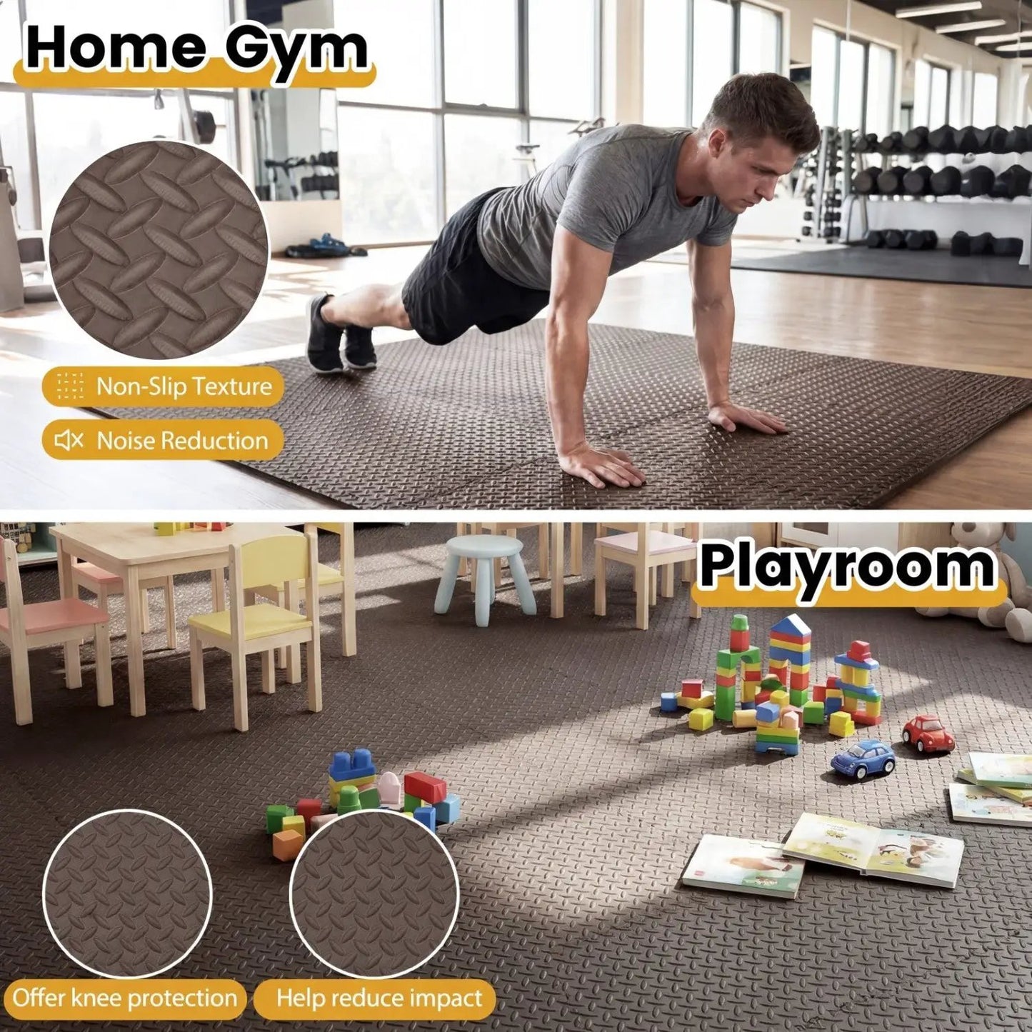 Puzzle Exercise Mats Half Inch Thick 24 Tiles