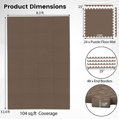 Puzzle Exercise Mats Half Inch Thick 24 Tiles