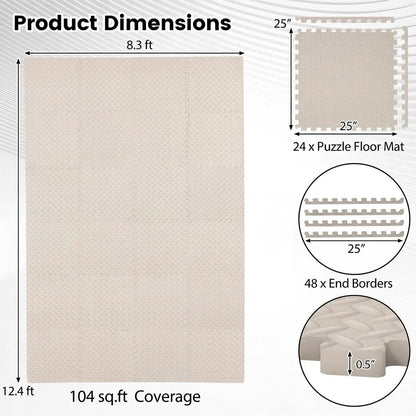 Puzzle Exercise Mats Half Inch Thick 24 Tiles