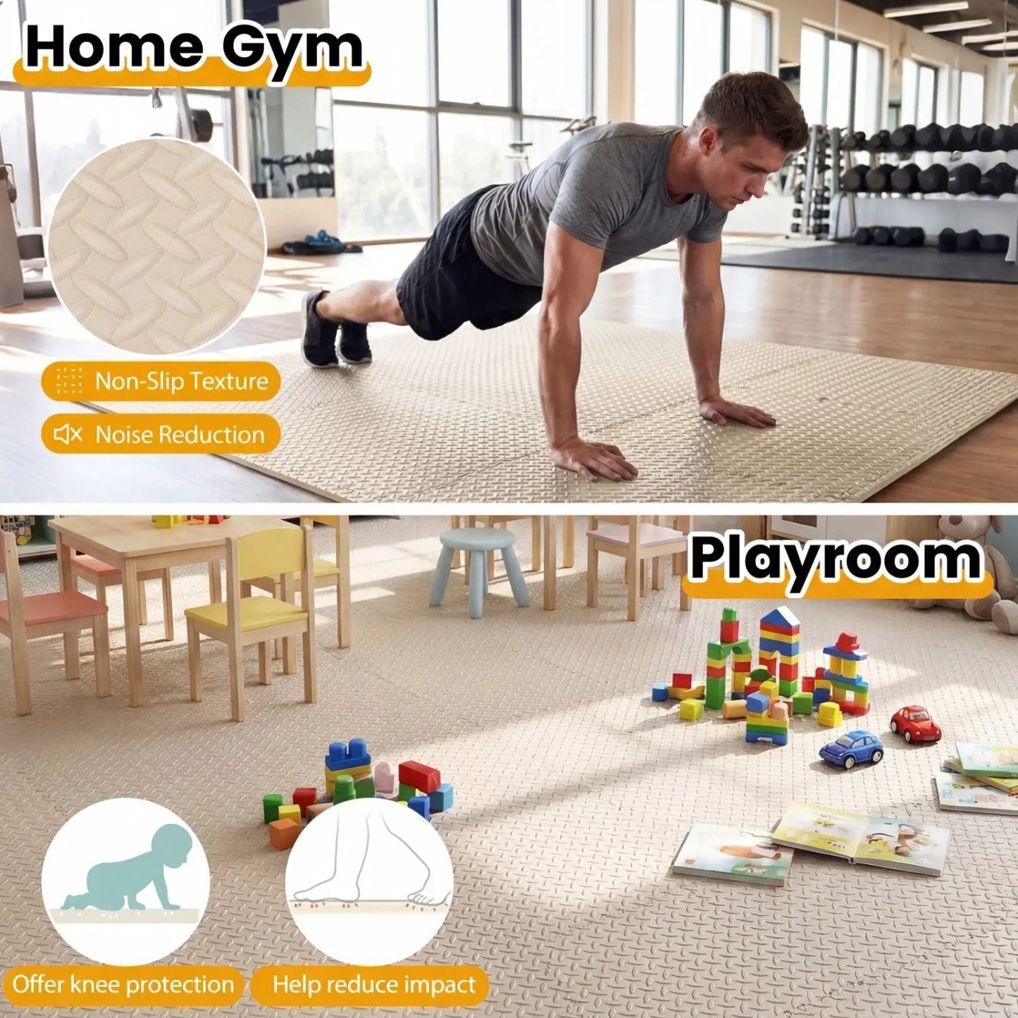 Puzzle Exercise Mats Half Inch Thick 24 Tiles