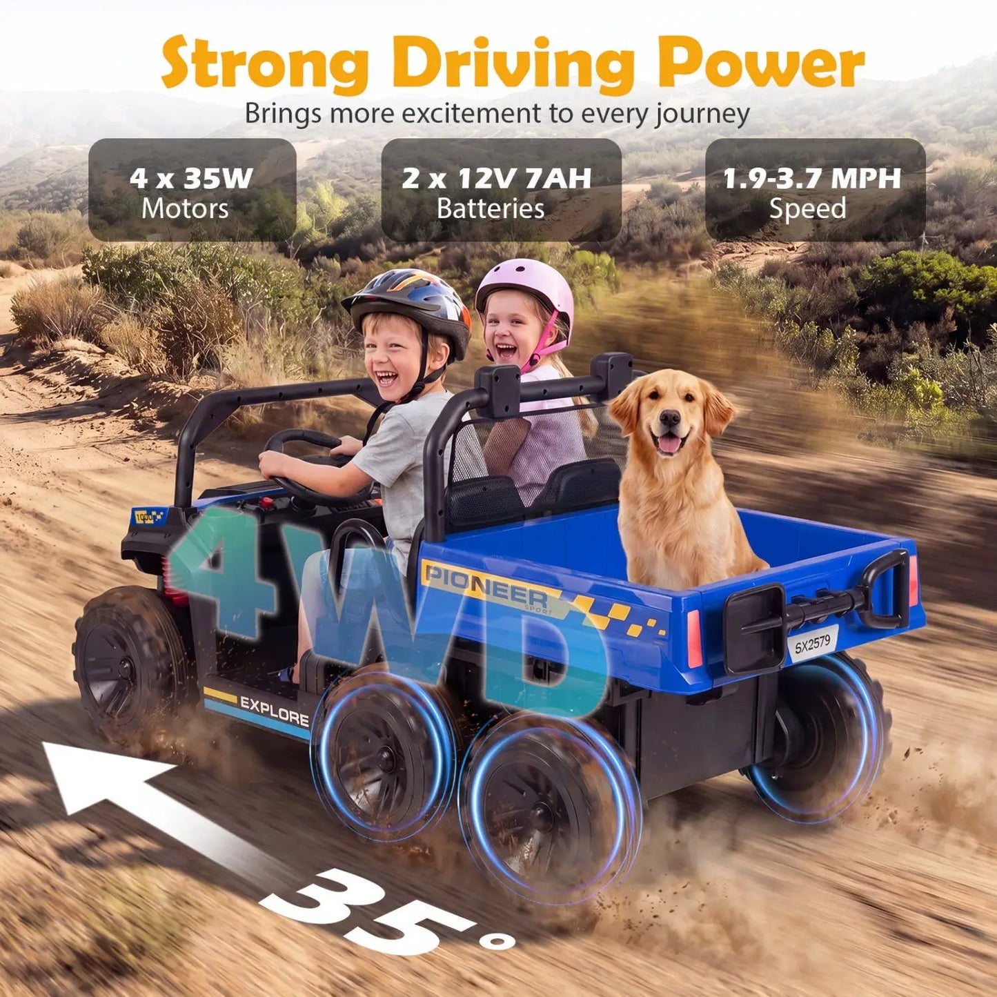 24V 2 Seater Kids Ride on Dump Truck 4WD Lights