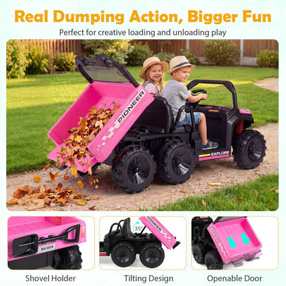 24V 2 Seater Kids Ride on Dump Truck 4WD Lights