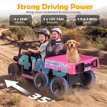 24V 2 Seater Kids Ride on Dump Truck 4WD Lights