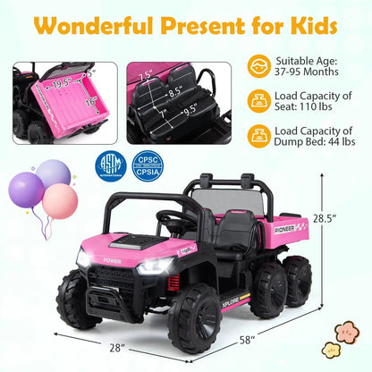 24V 2 Seater Kids Ride on Dump Truck 4WD Lights