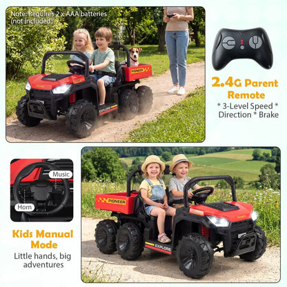 24V 2 Seater Kids Ride on Dump Truck 4WD Lights