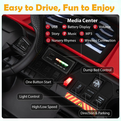 24V 2 Seater Kids Ride on Dump Truck 4WD Lights
