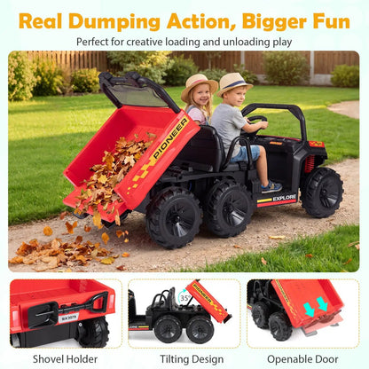 24V 2 Seater Kids Ride on Dump Truck 4WD Lights