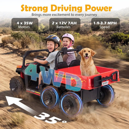 24V 2 Seater Kids Ride on Dump Truck 4WD Lights