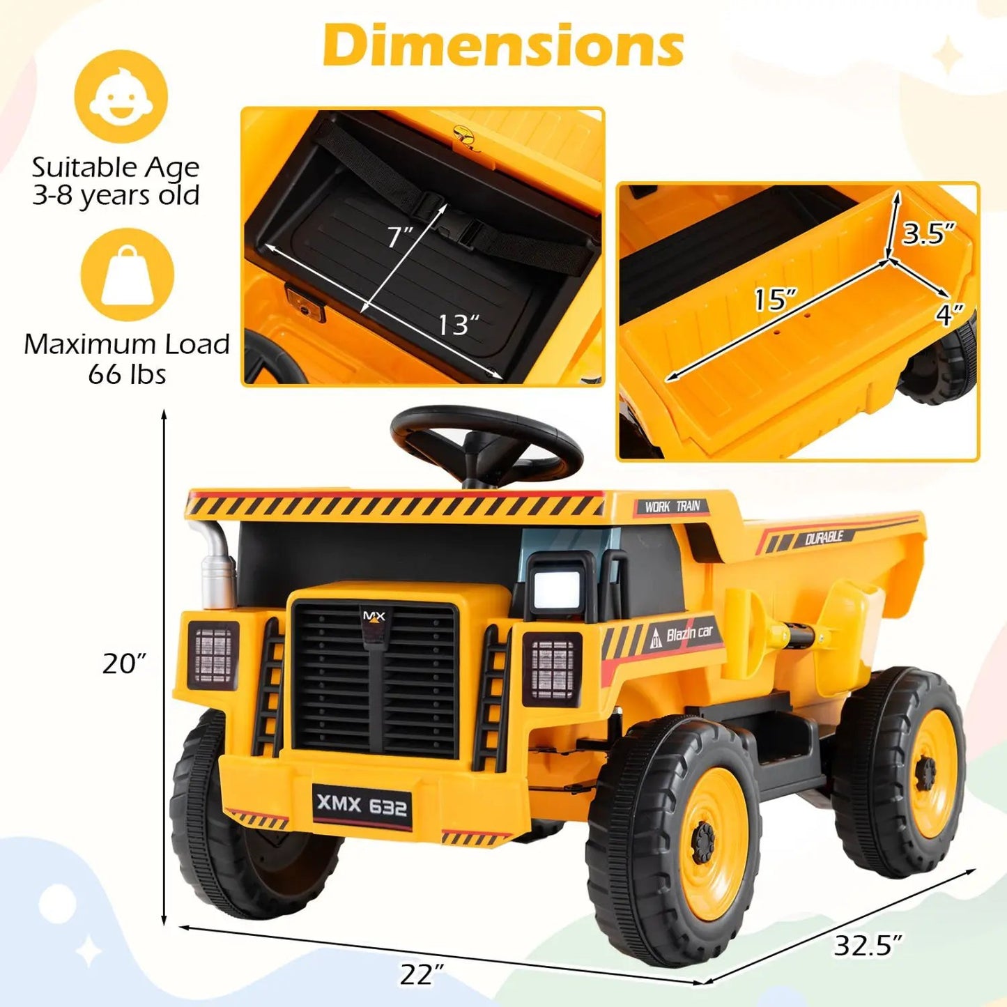 24V Electric Dump Truck Ride On With Remote