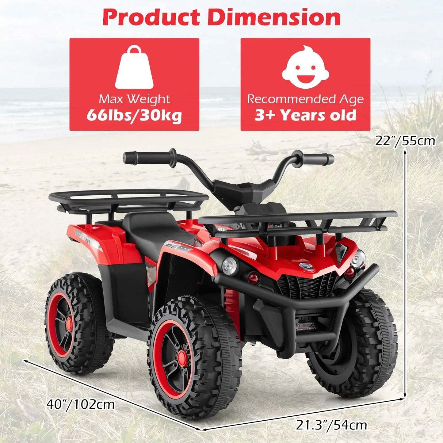24V Electric Ride on Quad with LED Headlights