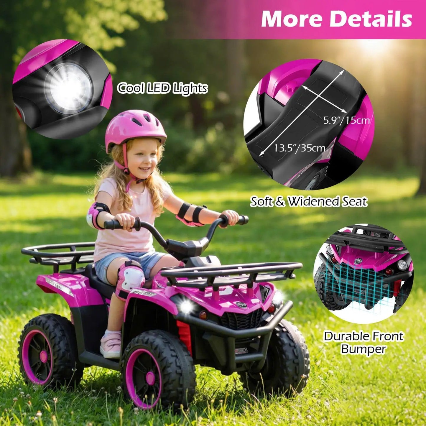24V Electric Ride on Quad with LED Headlights