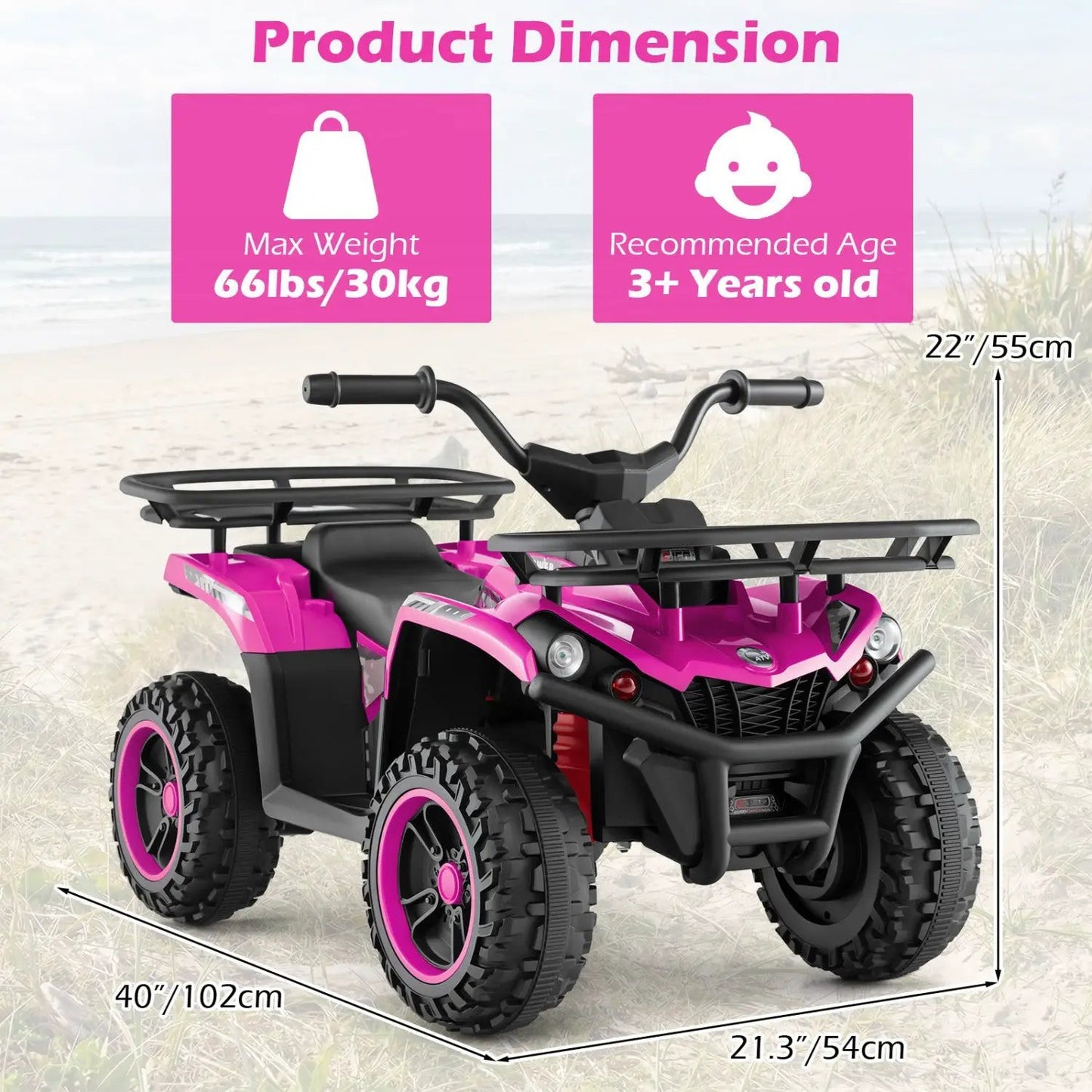 24V Electric Ride on Quad with LED Headlights