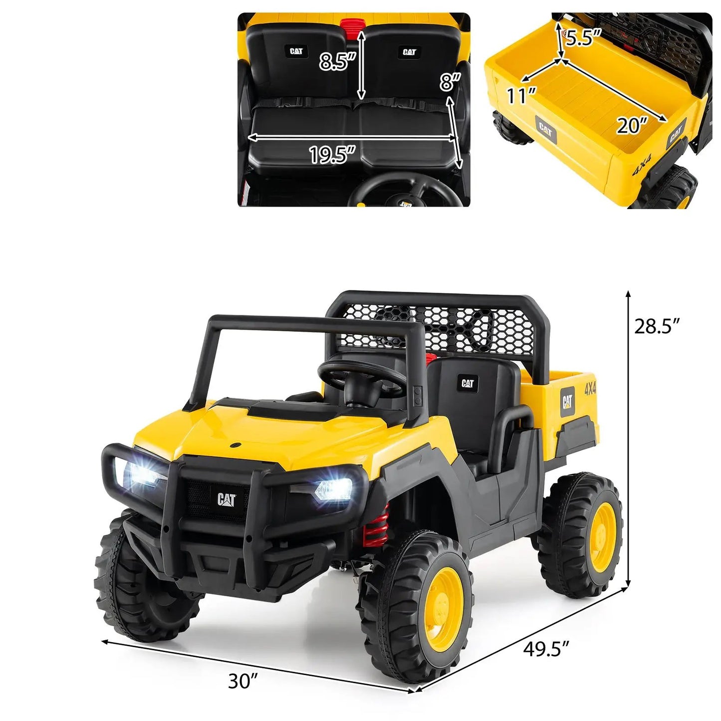 24V Ride On Dump Truck Caterpillar 2 Seater
