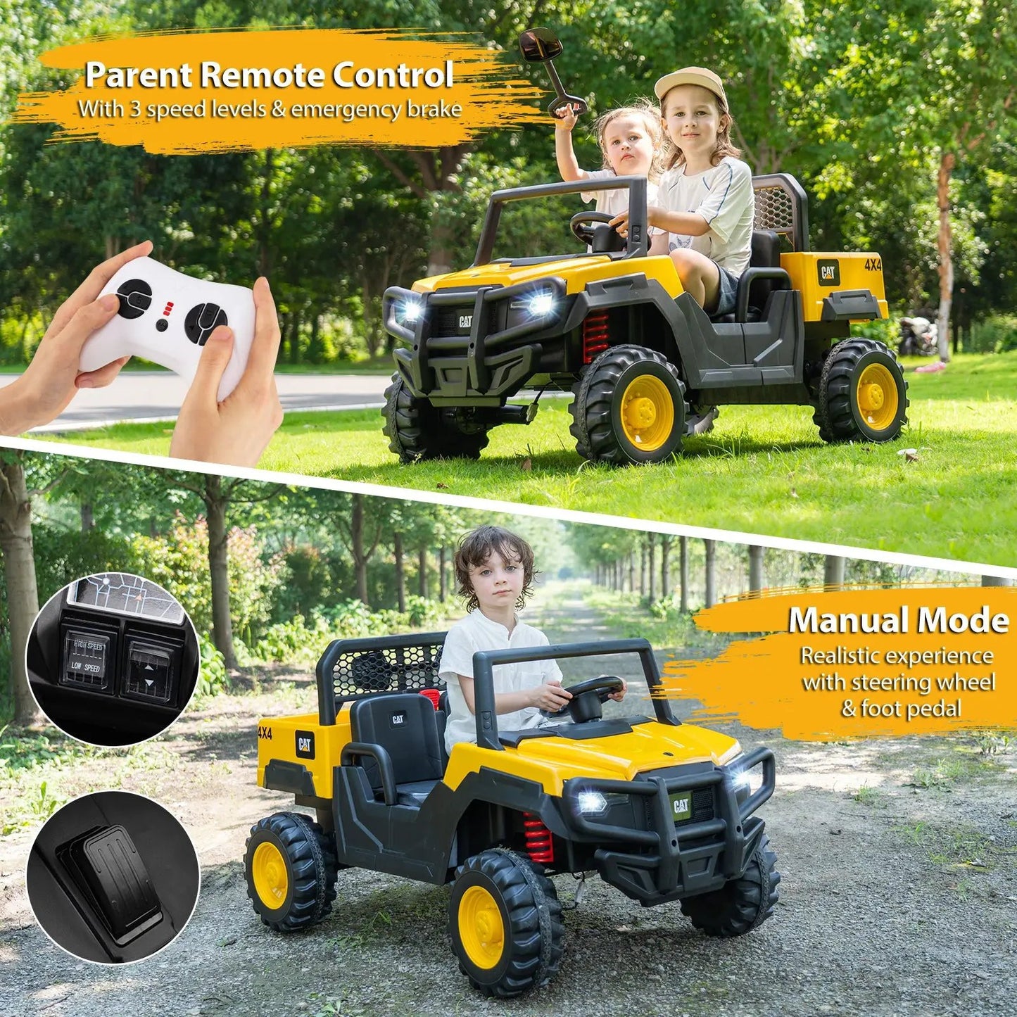 24V Ride On Dump Truck Caterpillar 2 Seater