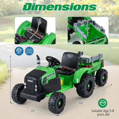 24V Kids Ride on Tractor with Detachable Trailer