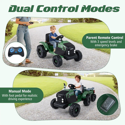 24V Kids Ride on Tractor with Detachable Trailer