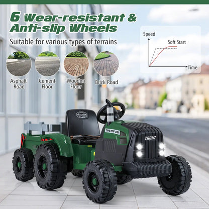 24V Kids Ride on Tractor with Detachable Trailer