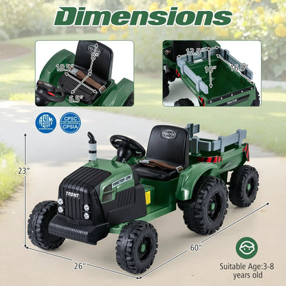24V Kids Ride on Tractor with Detachable Trailer