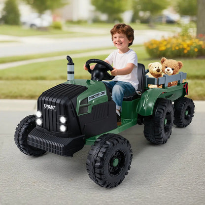 24V Kids Ride on Tractor with Detachable Trailer