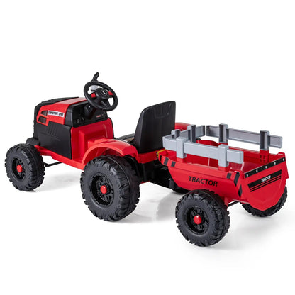 24V Kids Ride on Tractor with Detachable Trailer