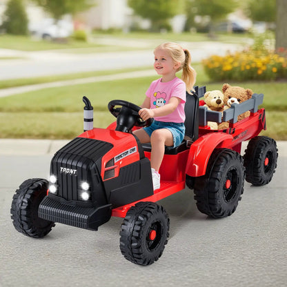 24V Kids Ride on Tractor with Detachable Trailer
