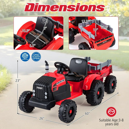 24V Kids Ride on Tractor with Detachable Trailer